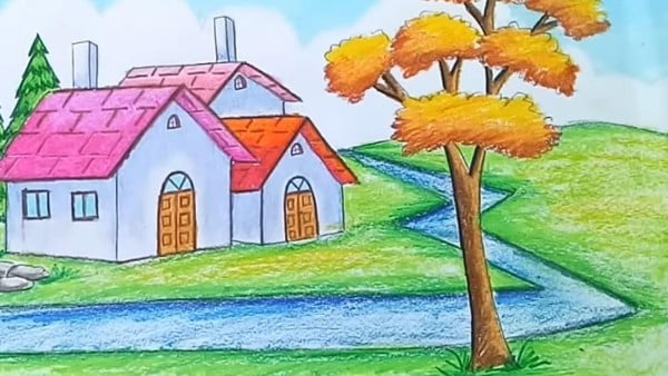 Vẽ phong cảnh bằng bút chì màu lớp 7 cực dễ và đẹp. YouTube