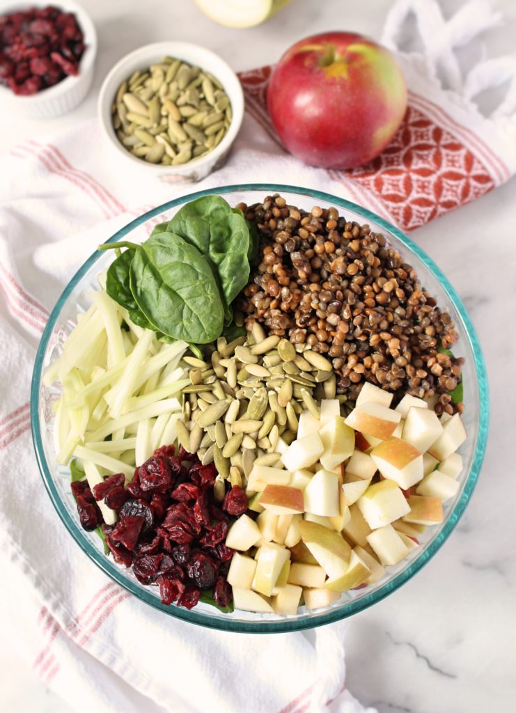 Fall Spinach and Apple Salad With Honey Vinaigrette | C it Nutritionally by Chelsey Amer, MS, RDN, CDN Savor the flavors of fall with this easy Spinach and Apple Salad made with a honey vinaigrette for a sweet welcome to cooler weather, with less than 10 ingredients and no cooking needed!  Gluten Free, Nut Free, Dairy Free, Soy Free, Egg Free, Grain Free