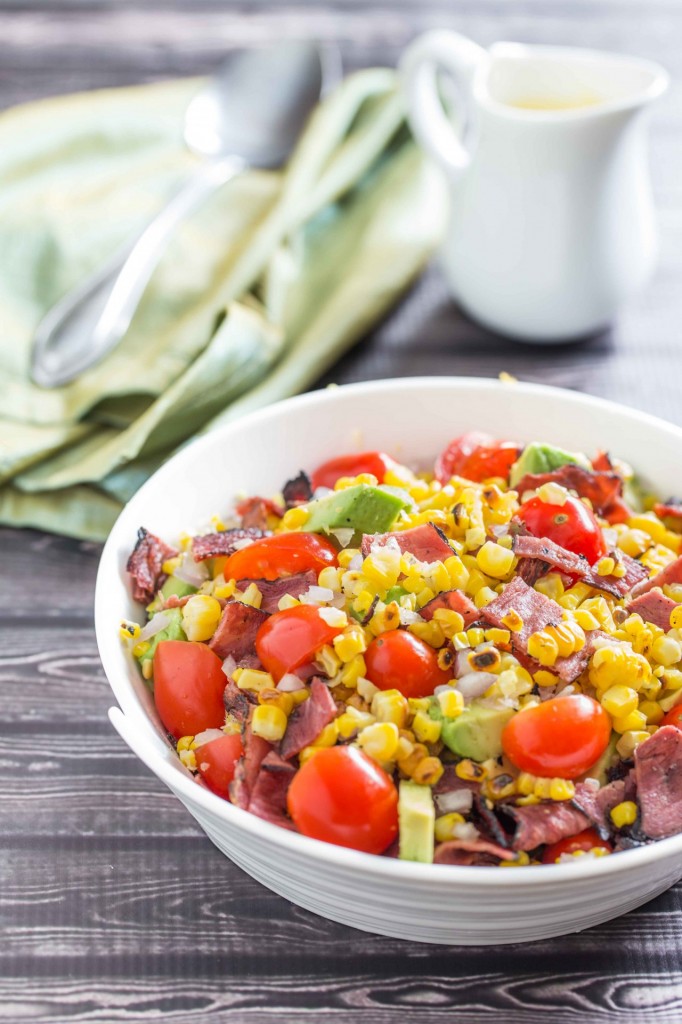 grilled corn and pastrami salad