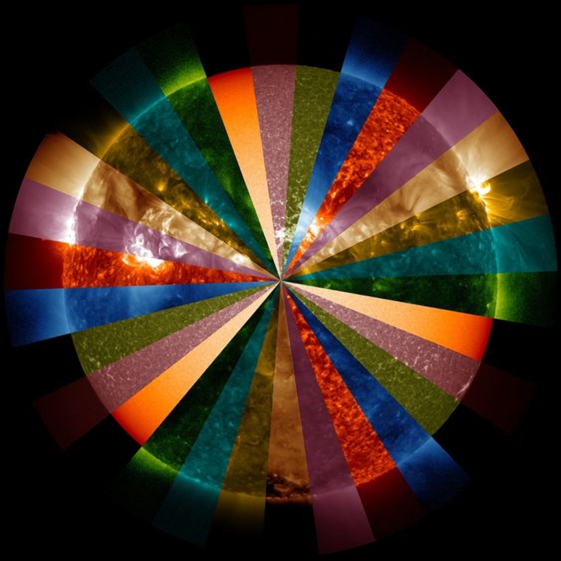 تصویر SDO از خورشید در رنگ های مصنوعی مختلف