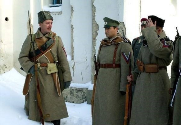 Strelkov during various reenacted battles