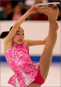 Mirai Nagasu,14, won the women's short program at the USFS championships on Thursday night in Minnesota.