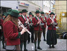 Brass band in St Poelten for FPOe rally