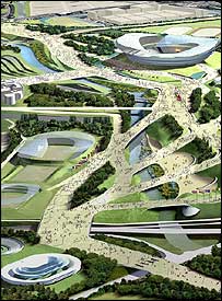 An artist's impression of the proposed Olympic Park in east London 