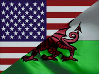 American and Welsh flags