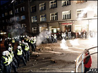 Police face protesters in Tallinn