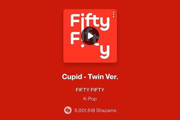 Fifty Fiftys „Cupid“ wurde bei shazam über 5 Mio mal gehört 