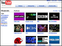 screen grab of YouTube partner channel page