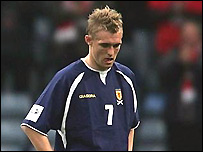 Darren Fletcher suffers while playing for Scotland