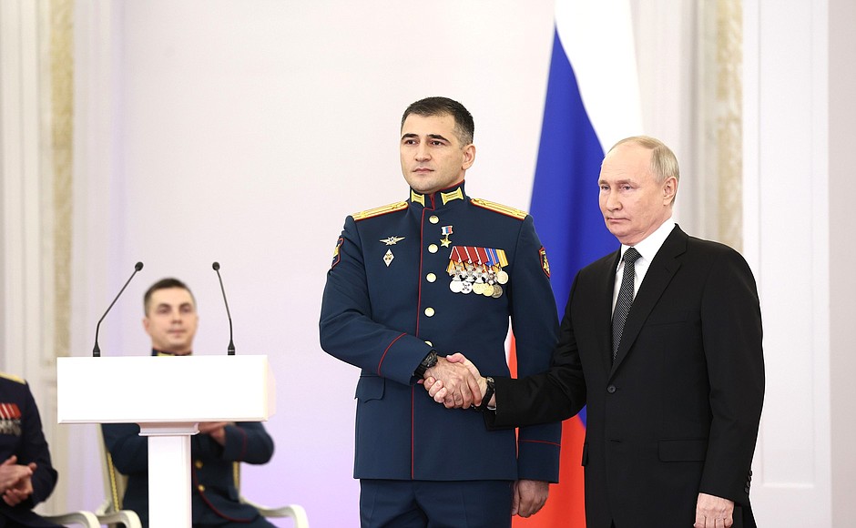 Presentation of Gold Star medals to Heroes of Russia. With Lieutenant Colonel Sultan Khashegulgov.