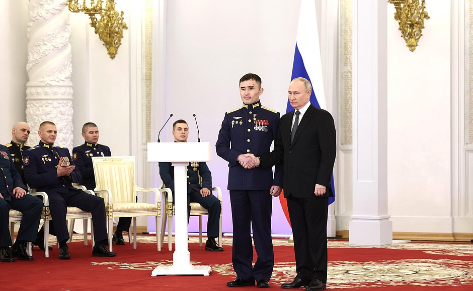 Presentation of Gold Star medals to Heroes of Russia. With Lieutenant Colonel Dashibal Munkozhargalov.