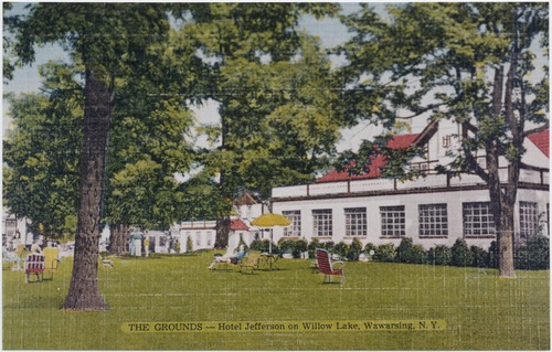 The grounds, Hotel Jefferson on Willow Lake, Wawarsing, N.Y.
