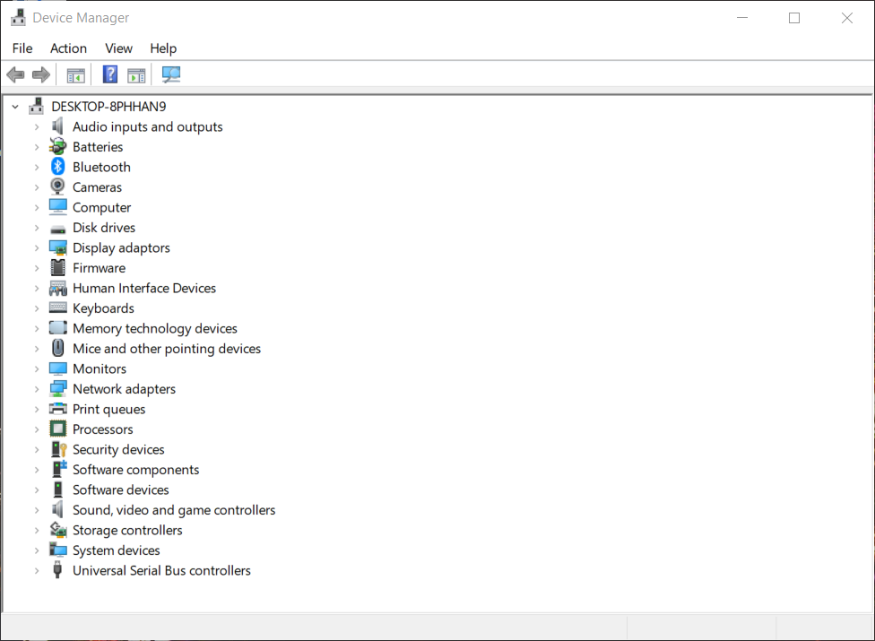 „Device Manager“ iš naujo įdiekite garso tvarkyklės „Windows 10“ -> E, filialą