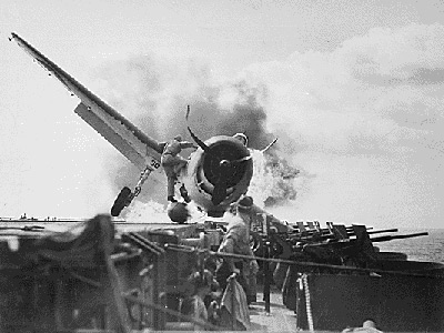 [Crash Landing on Enterprise CV-6 - November 1943]