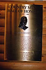 Photograph of Stan Klees plaque, Country Music Hall of Fame