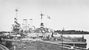 The battleship Schleswig-Holstein